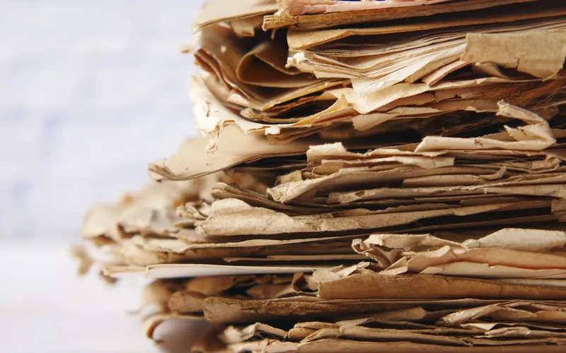 A pile of crumpled brown paper